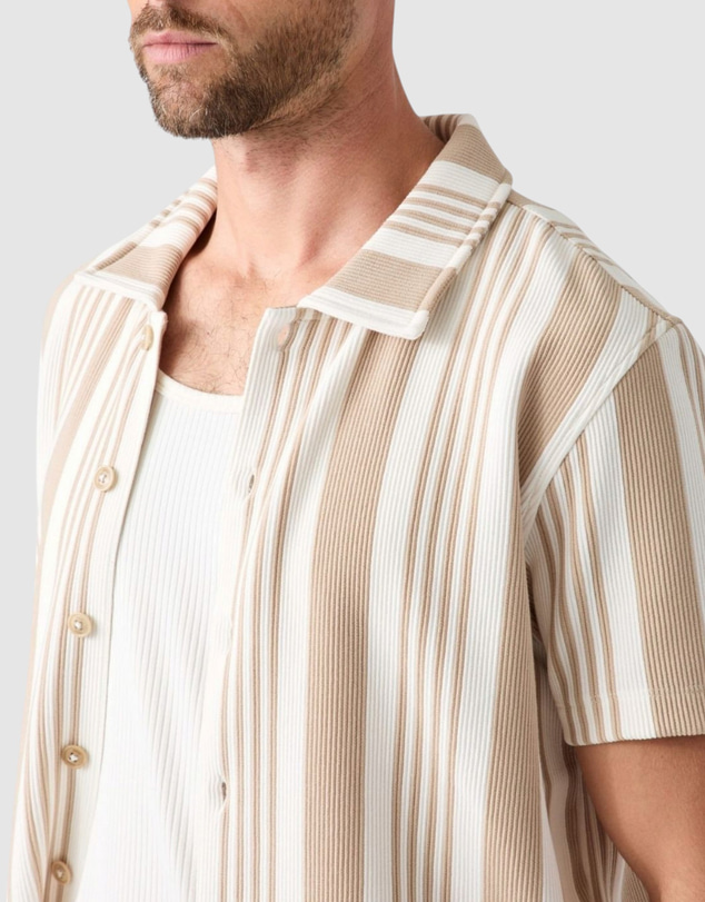 GUESS - Arin Stripe Knit Short Short Sleeve Shirt