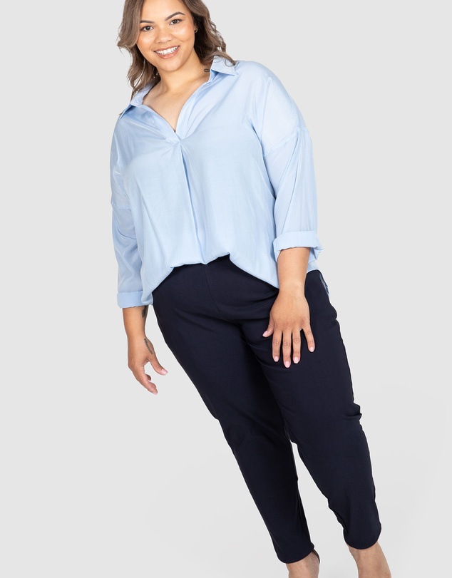Love Your Wardrobe - Jada Wide Elastic Waist Stretch Bengaline Pants