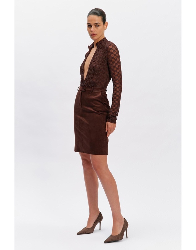 Bardot - Vanessa Faux Suede Midi Skirt