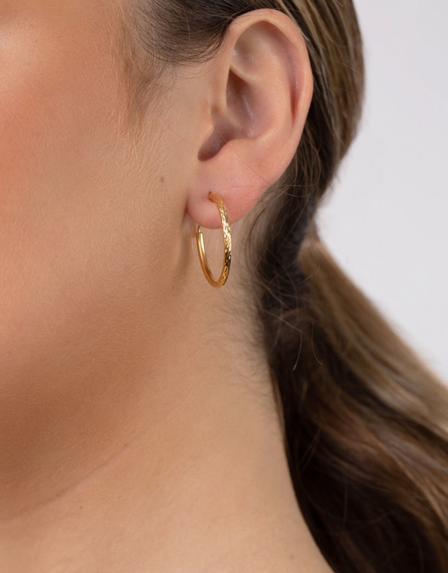 Lovisa - Gold Plated Sterling Silver 25mm Diamond Cut Hoop Earrings