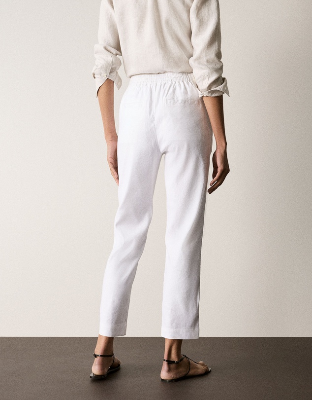 Trenery - Stretch Linen Blend Pull On Pant in White