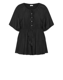 City Chic - Plus Size Harlow Lace Playsuit - black