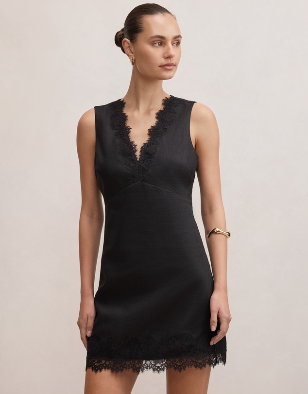 Forever New - Zali Lace Trim Linen Mini Dress