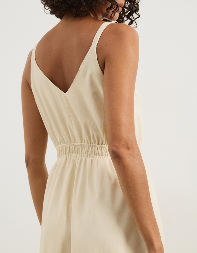 Atmos&Here - Allegra Linen Blend Button Front Maxi Dress