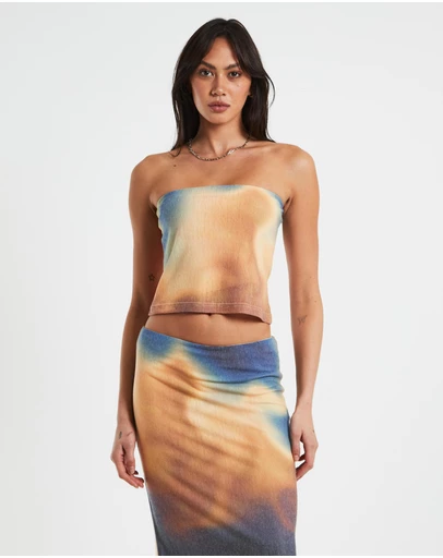 Neon Hart - Della Printed Strapless Knit Top