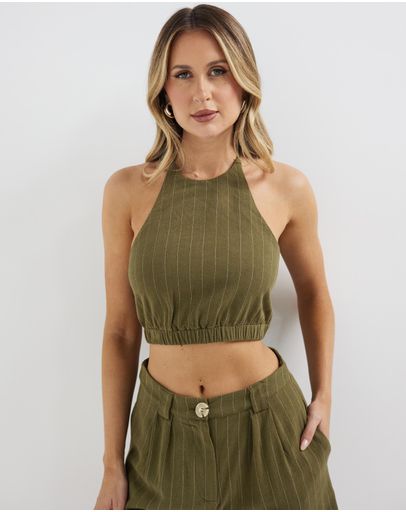 Khaki Pinstripe