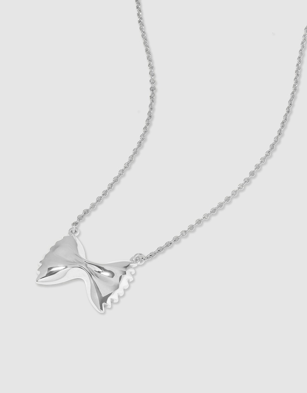 Wanderlust + Co - Bow Tie Pasta Silver Necklace