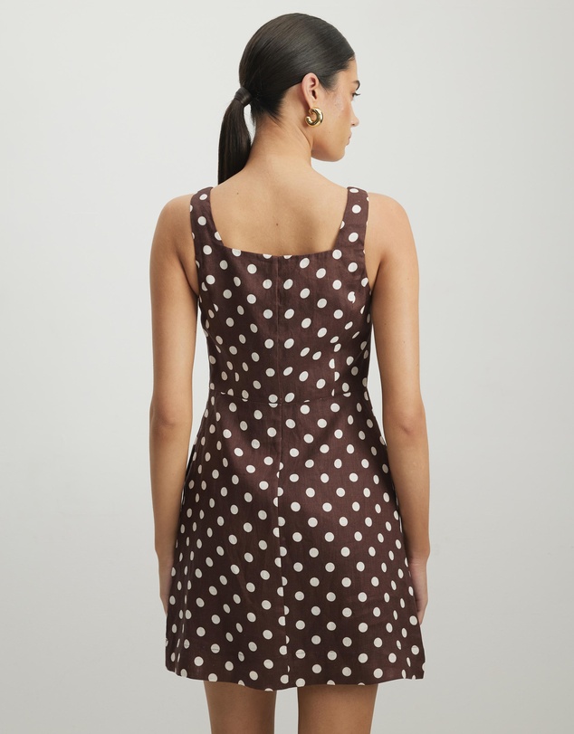 AERE - Tessa Polka Dot Linen Mini Dress