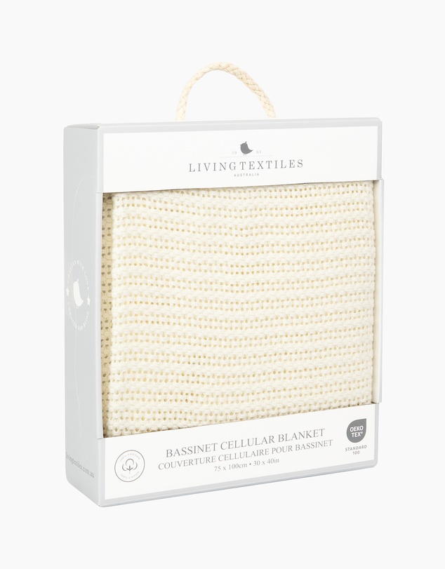 Living Textiles - Cotton Cellular Blanket - Natural White