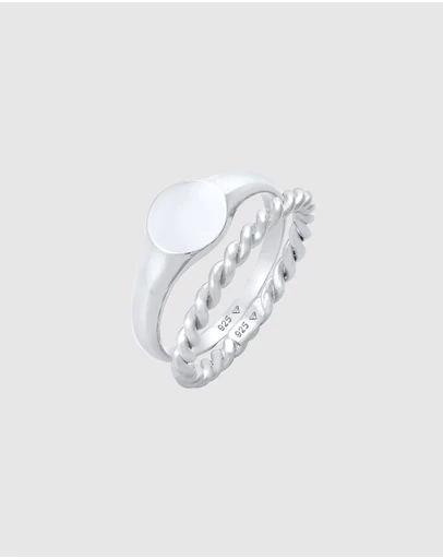 Elli Jewelry - Twisted Ring Set in 925 Silver