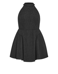 City Chic - Halter Jacquard Mini Dress - black