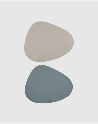 Lilly + Dash - Dog & Cat Asymmetric Placemats - Pebble Blue & Slate