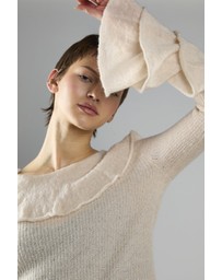 Glamorous - Boatneck bell sleeve ruffle jumper