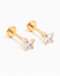Lovisa - Gold Plated Surgical Steel Mini Cubic Zirconia Flat Back 2-Pack