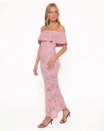Petal & Pup - Mirelle Off Shoulder Lace Maxi Dress - Pink