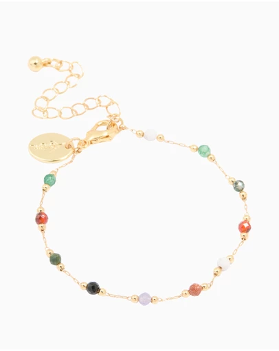 Lovisa - Gold Plated Multicoloured Semi Precious Stone Beaded Bracelet