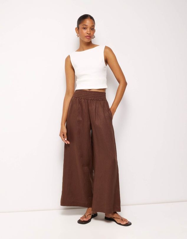 AERE - Tori Cropped Linen Pants
