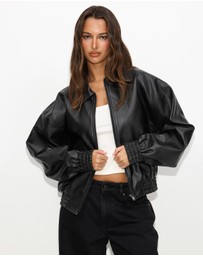 Dazie - Alaia Leather Look Bomber Jacket