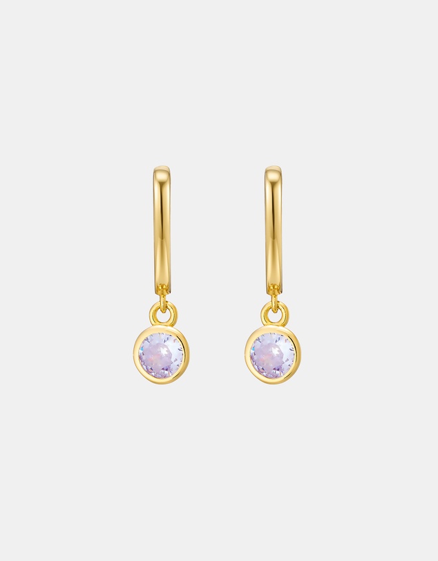 Zoe Olivia - 14K Gold Vermeil Prism Champagne Cubic Zirconia Drop Huggies