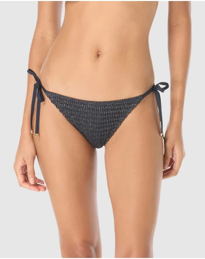 Michael Kors - Lurex Crochet Tie Side String Bikini Bottom
