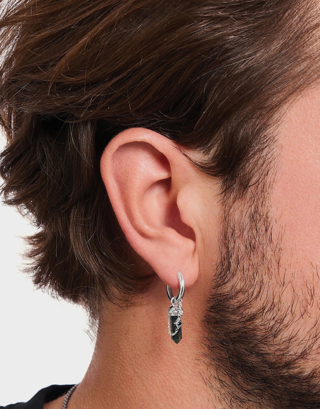 THOMAS SABO - Crystal Single Hoop Earring with Golden Blue Tiger's Eye