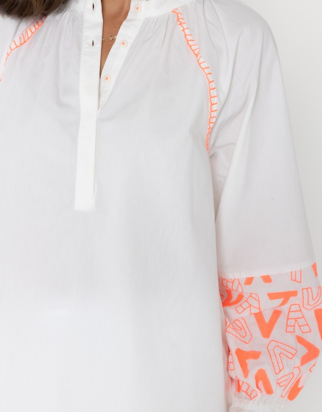 ALEXANDRA - Zoey Blouse White/Fluro Orange