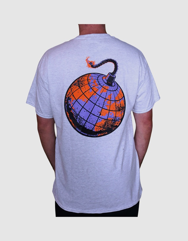 KFD - Kfd Boom Men Logo Cotton Tshirt Relaxed Fit Crew Neck Grey/Orange