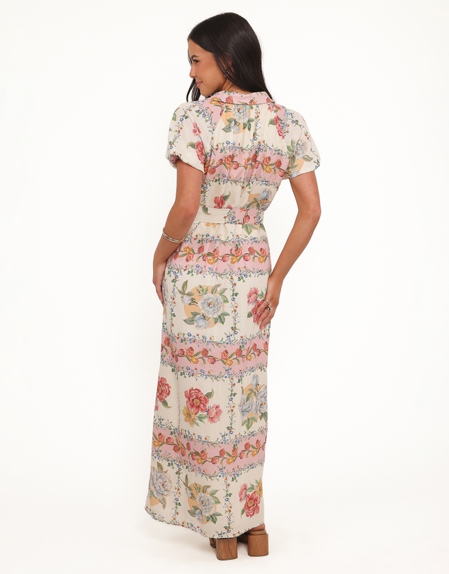 Petal & Pup - James Button Through Maxi Dress - Rose Tile