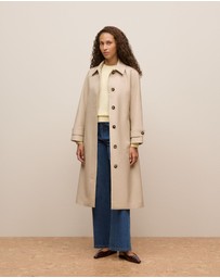 Trenery - Wool Cashmere Cable Detail Crew in Winter Butter