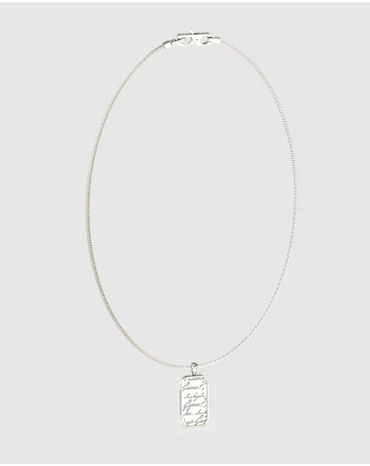 GUESS - Silver-Tone Script Onyx Pendant Necklace