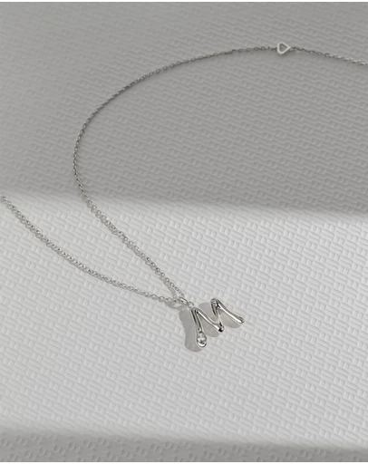 Wanderlust + Co - Alphabet Bubble Silver Necklace - Letter M
