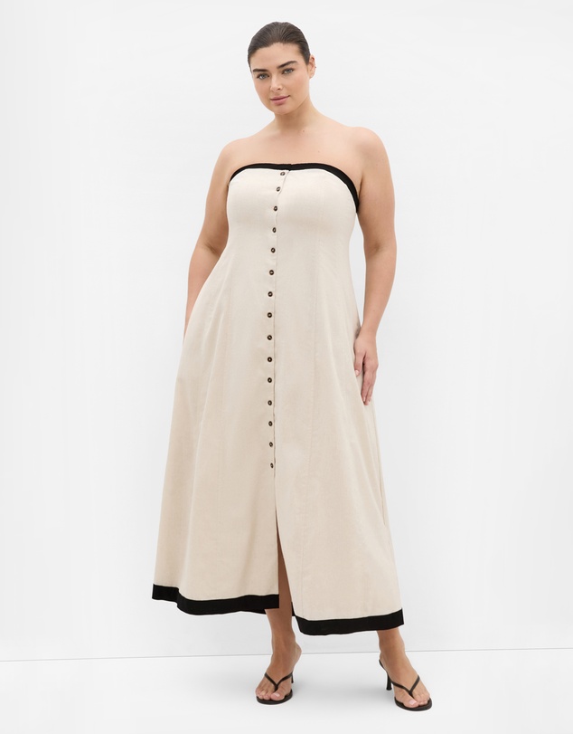 City Chic - Plus size Contrast Strapless Maxi Dress - natural
