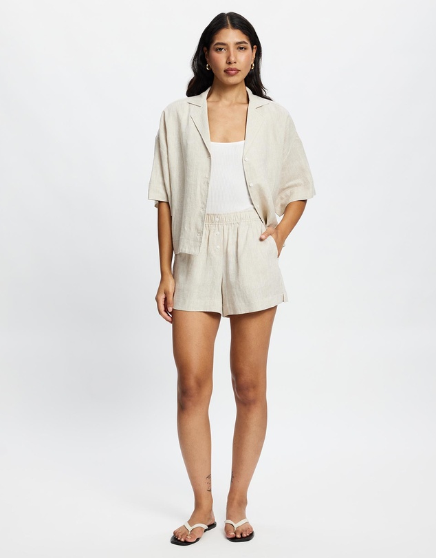 White By FTL - Rhonda Linen Shorts