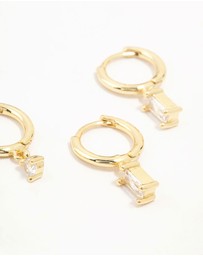 Lovisa - Gold Plated Brass Cubic Zirconia Hoop Earrings 4-Pack