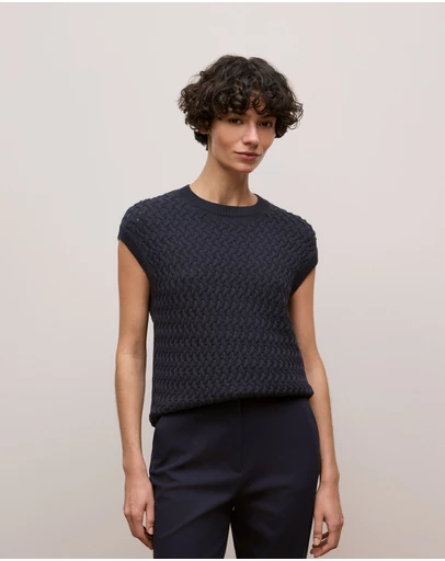 Trenery - Cotton Knit Sleeveless Tunic in Night Sky