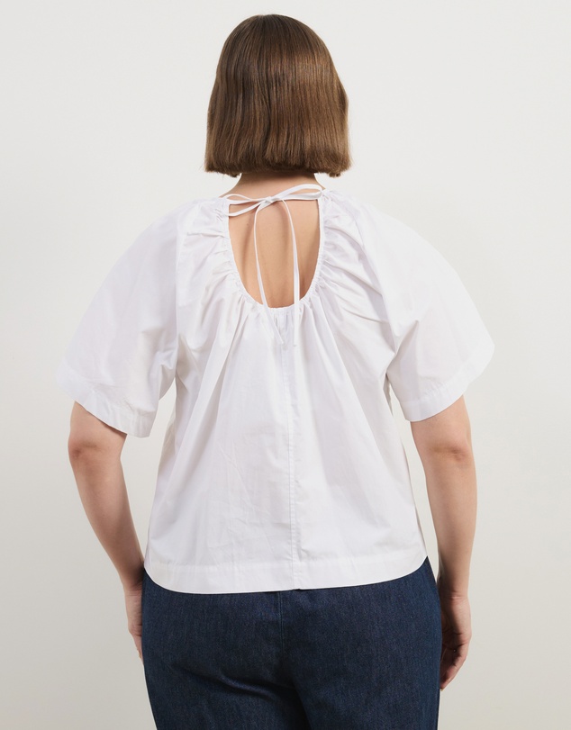 Atmos&Here Curvy - Tirsa Cotton Gathered SS Top