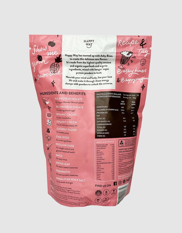 Happy Way - Ashy Bines Triple Choc Fudge Vegan Protein Powder