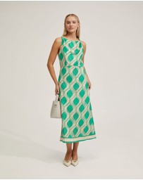 Oxford - Carrie Linen Blend Printed Dress