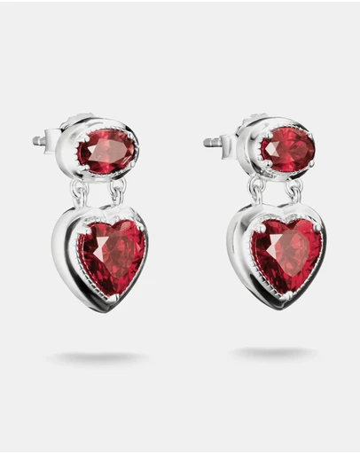 THOMAS SABO - THOMAS SABO Stud Earrings with Red Heart Stones Silver