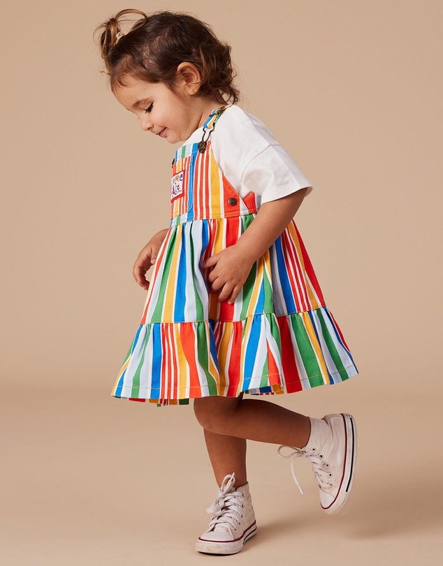 Goldie + Ace - Tully Tiered Pinafore Dress Land Down Under Stripe- ICONIC EXCLUSIVE