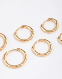 Lovisa - Gold Plated Surgical Steel Thin Classic Hoop Earrings Pack