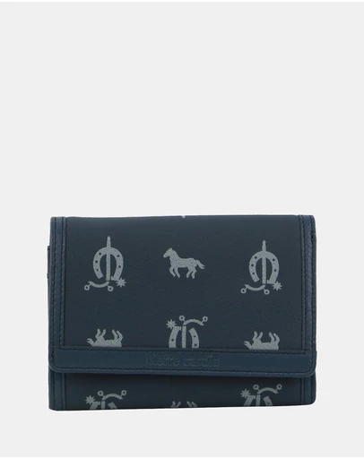 Pierre Cardin - Pierre Cardin Canvas Print/Leather Trim Bi-Fold Flap Wallet