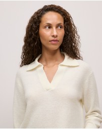 Trenery - Alpaca Merino Blend Polo in Marshmallow