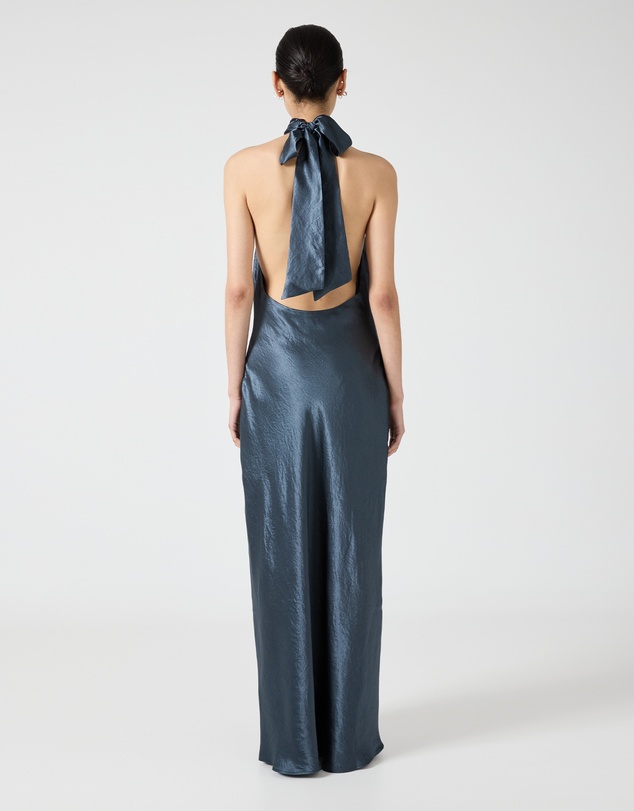 Third Form - Crush Wrap Neck Floor Length