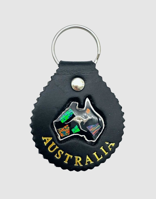 Jacaru - Jacaru 6403 Leather Keyring Round With Opal