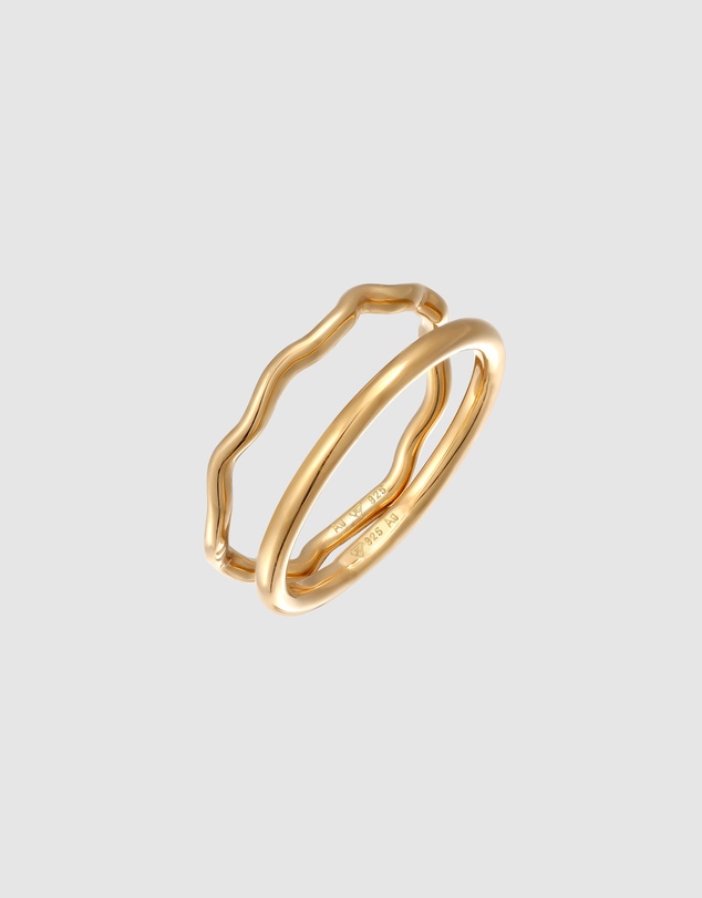 Elli Jewelry - Wave Double Ring Set in Gold-Plated 925 Silver