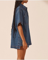 Shona Joy - Raquel Short Sleeve Curved Hem Shirt