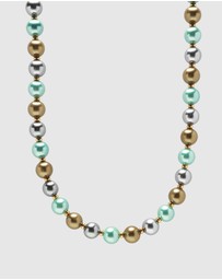 Nialaya Jewellery - 10mm Pastel Metallic Pearl Necklace with Gold