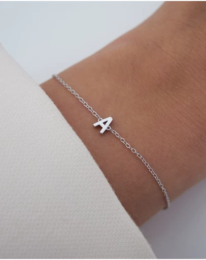The Silver Collective - Petite A-Z Letter Bracelet Silver - A