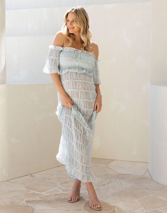 Angel Maternity - Marisol 2 piece Maternity Photoshoot Dress in Baby Blue